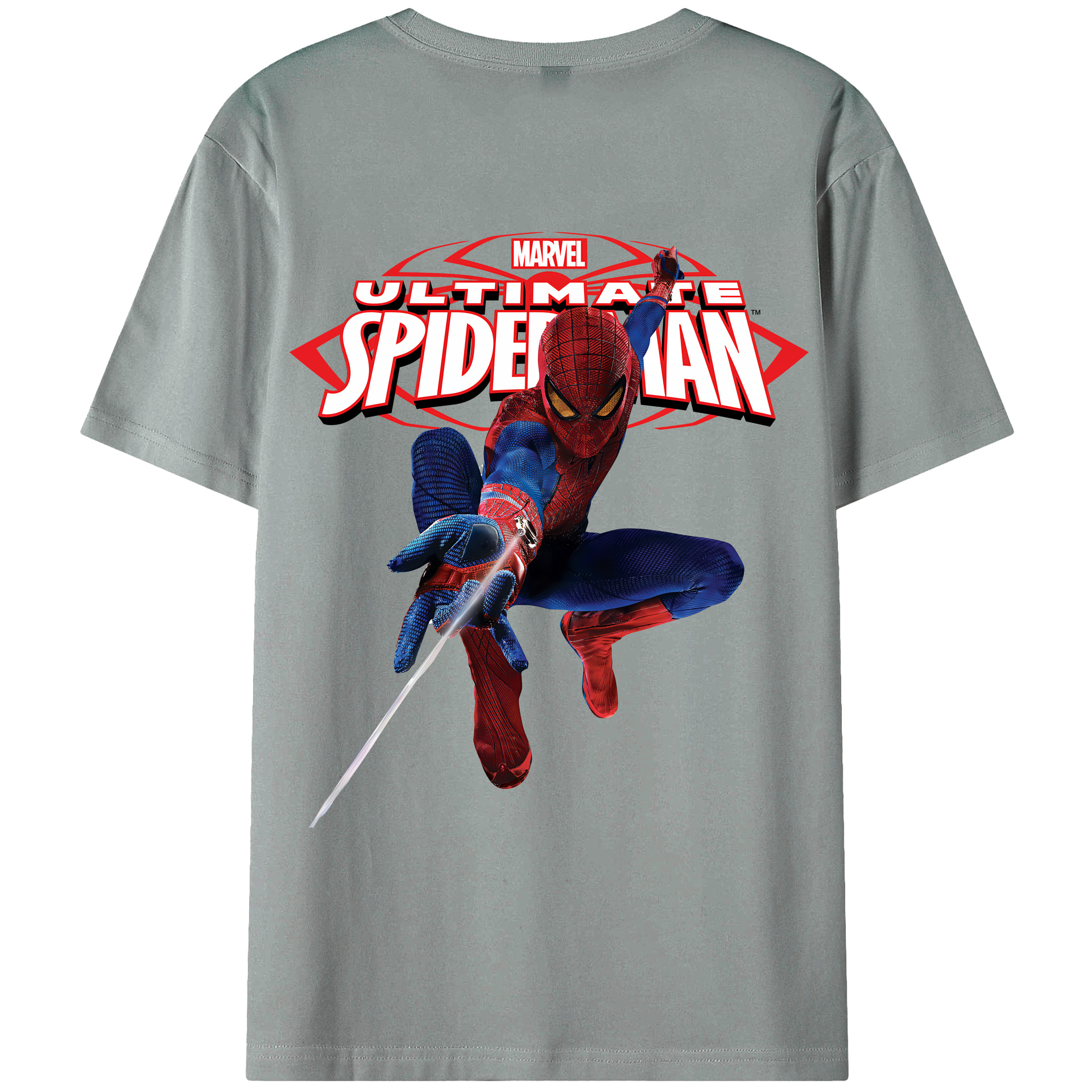 （画像用） Spider Man スパイダーマン 綿100％ メンズ半袖Tシャツ（バックプリント） 通気性